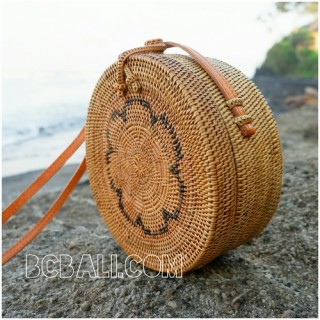 ata rattan hand woven handbags around motif ethnic bali design 